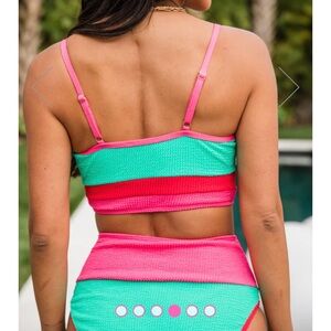 Pink lily DO NOT DISTURB GREEN AND PINK BIKINI BOTTOM